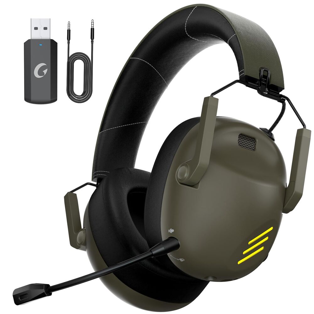 Bluetooth Gaming Headset, Noise Canceling Microphone, 50H Battery (Green)